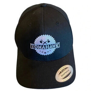 new snapback black tomahawk baseball hat white embroidered